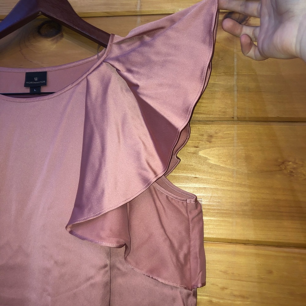 Pink Ruffles Silk-like Blouse - Picture 5 of 6